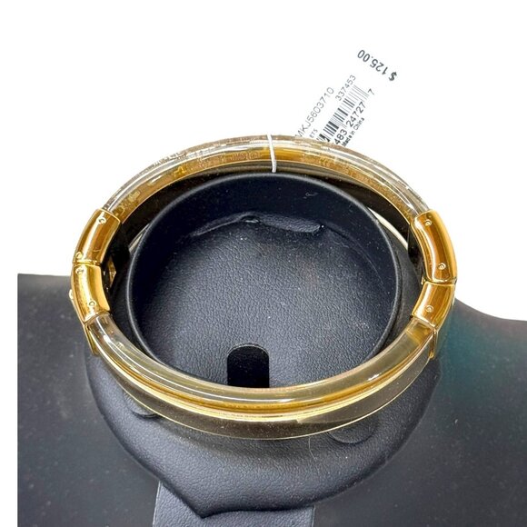 Michael Kors Gold-Tone & Clear Lucite Hinge Bracelet NEW with DEFECTS See Pics - Picture 2 of 9